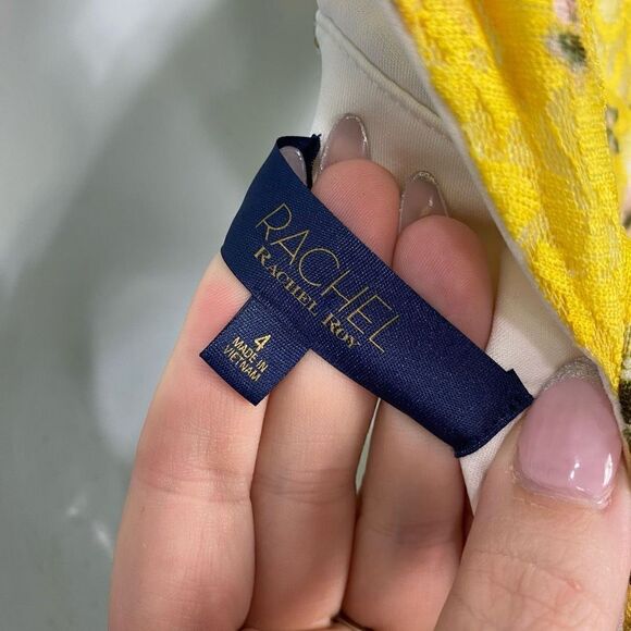 Rachel Roy Yellow Lace Floral Sleeveless Dress - Picture 9 of 10